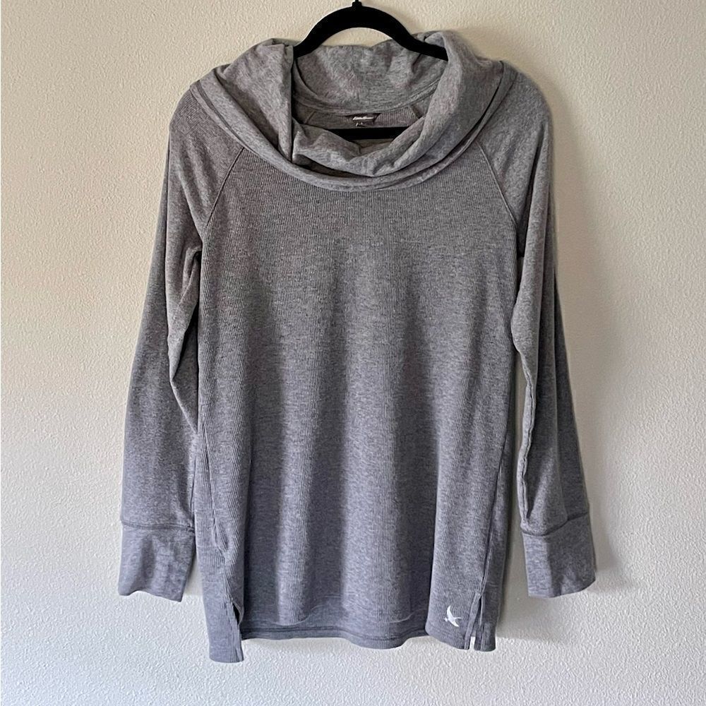 Women’s Eddie Bauer Gray, Soft, Long-Sleeve, Slouchy/High-Neck, Thermal. Size M.